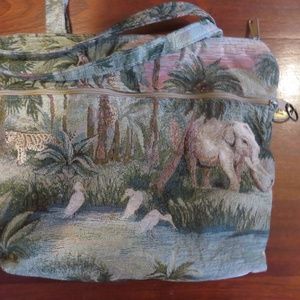 Handmade tapestry shoulder bag elephant design euc